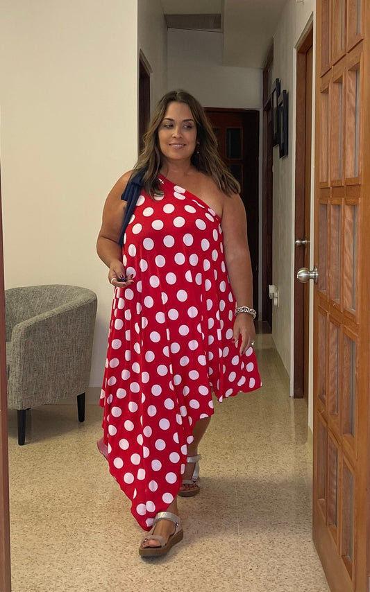 Asimetric Polka Dots Dress